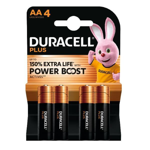 DURACELL PLUS POWERBOOST BATTERIE ALCALINE STILO AA BLISTER 4 Pz.